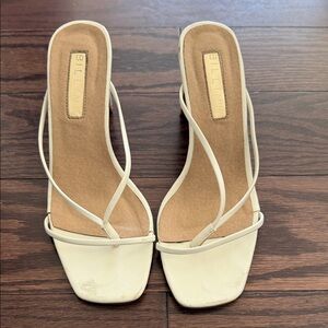 Billini Cream Square-Toe Strappy Slide Heels